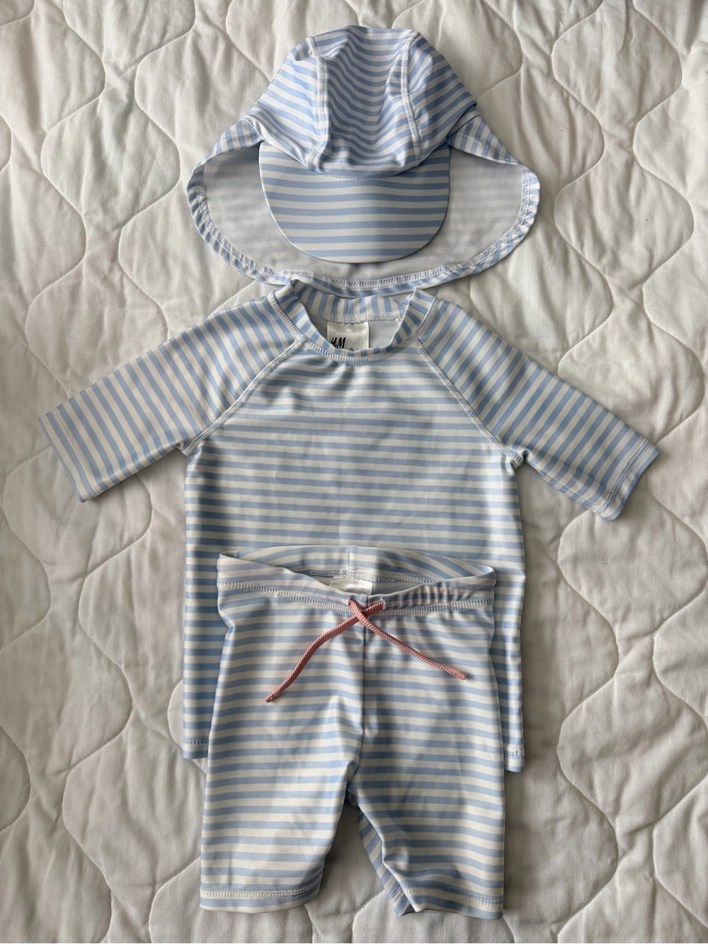 H&M Light Blue & White Striped Infant Swim Set
